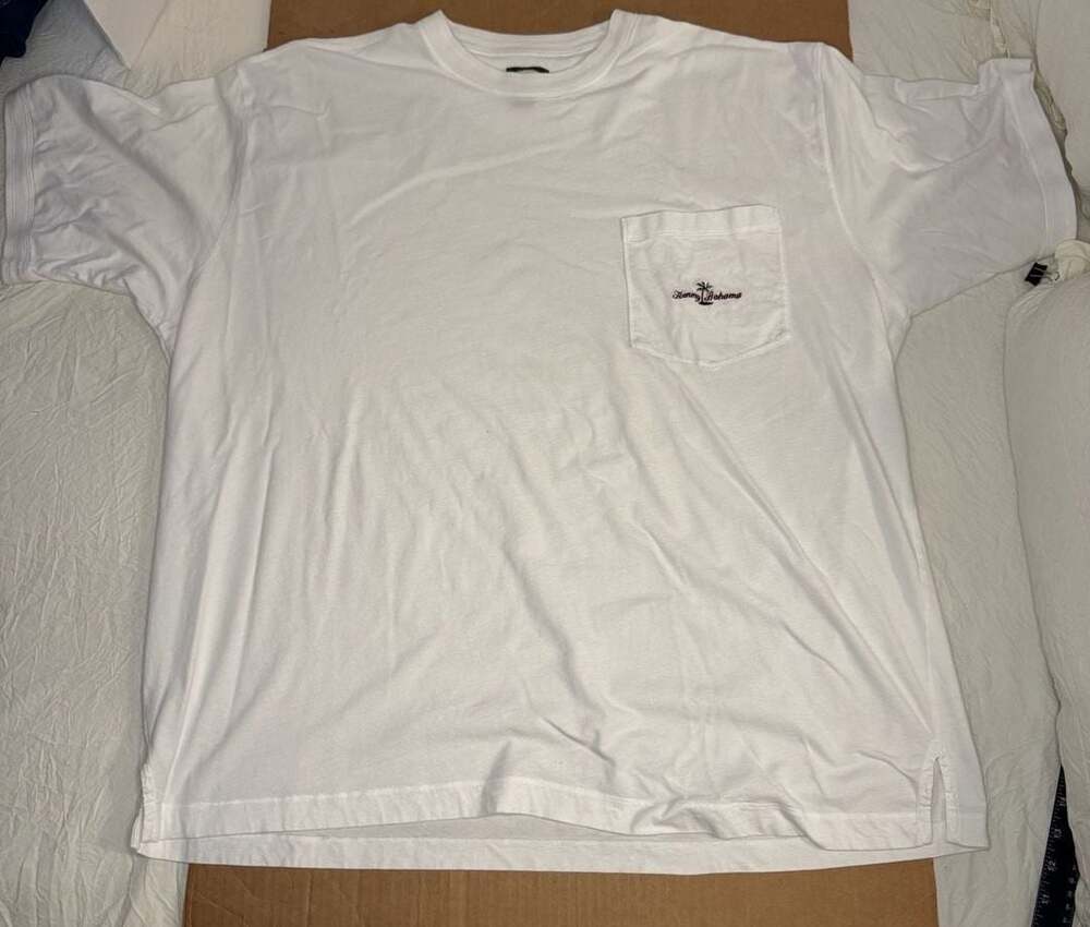Tommy Bahama White Pocket T-Shirt Men's XXL Embroidered Palm Tree Logo